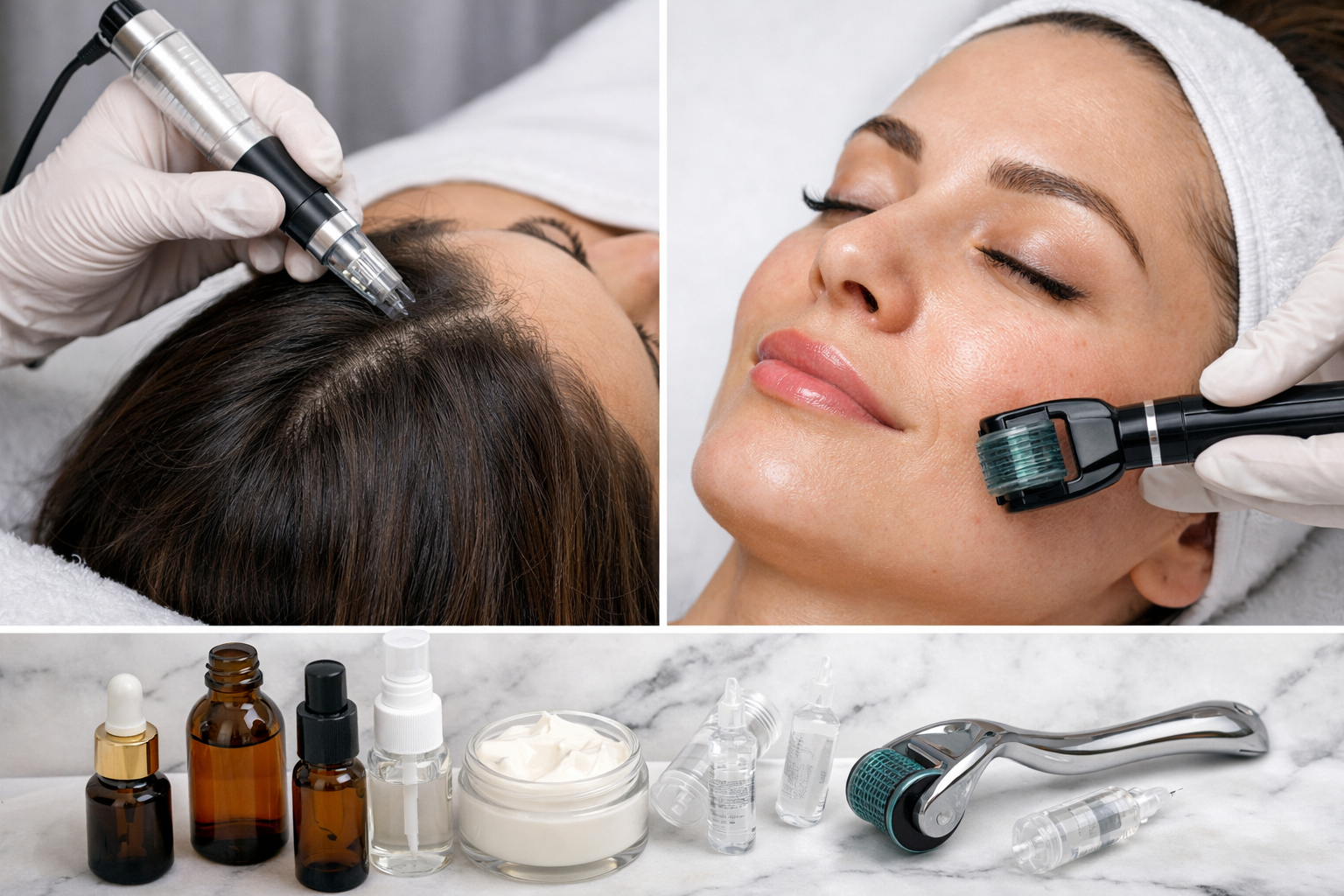 Microneedling treatments for skin and hair
